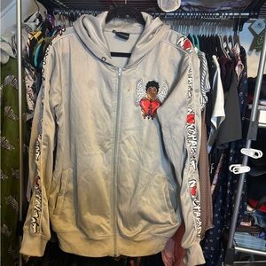 NONchalant Gray Hoodie with Heart and Wing Motif